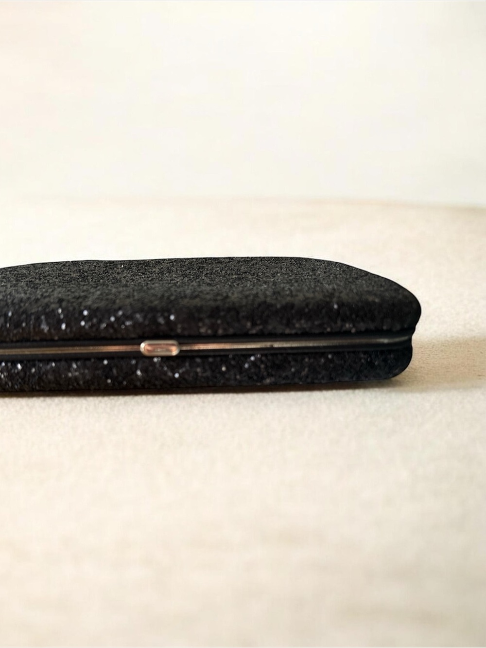 Elegant Black Glitter Clutch Wristlet